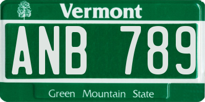 VT license plate ANB789
