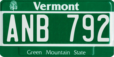 VT license plate ANB792