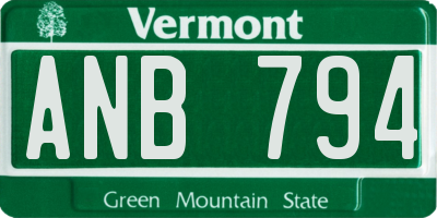 VT license plate ANB794