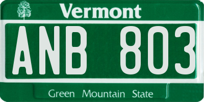 VT license plate ANB803