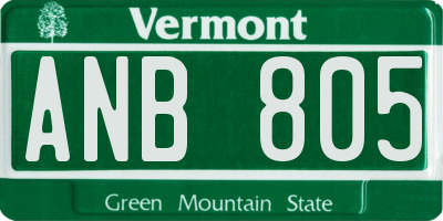 VT license plate ANB805
