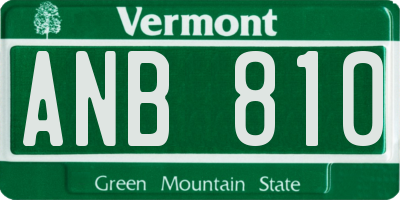 VT license plate ANB810