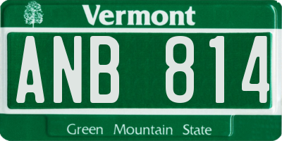VT license plate ANB814