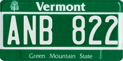 VT license plate ANB822