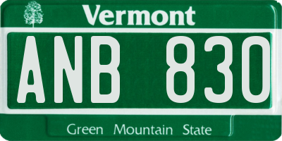 VT license plate ANB830