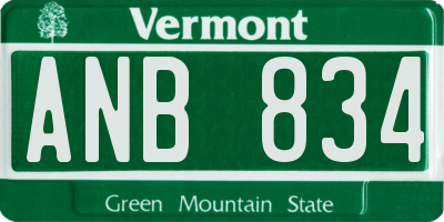 VT license plate ANB834