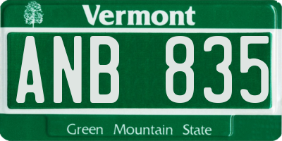 VT license plate ANB835