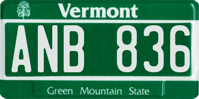 VT license plate ANB836