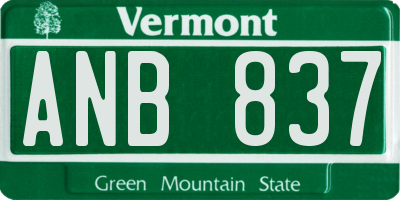 VT license plate ANB837