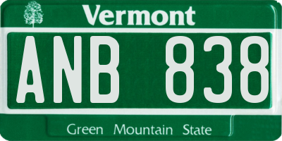 VT license plate ANB838