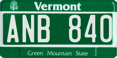 VT license plate ANB840