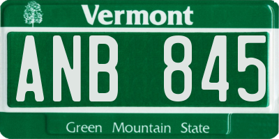 VT license plate ANB845