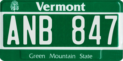 VT license plate ANB847