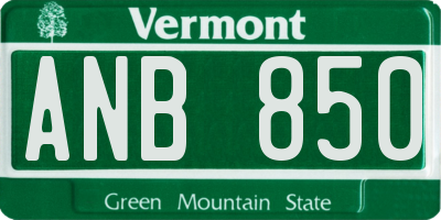 VT license plate ANB850