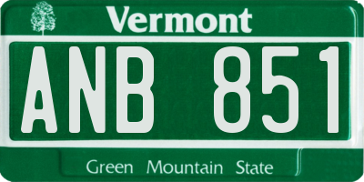 VT license plate ANB851