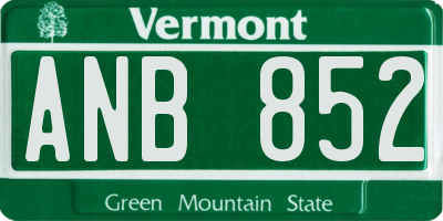 VT license plate ANB852