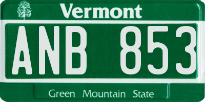 VT license plate ANB853