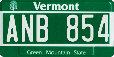 VT license plate ANB854