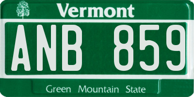 VT license plate ANB859