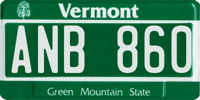 VT license plate ANB860