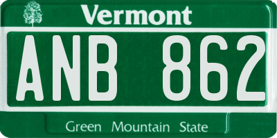 VT license plate ANB862