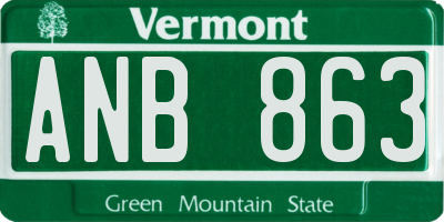 VT license plate ANB863