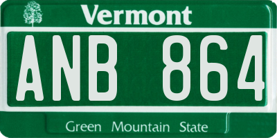 VT license plate ANB864