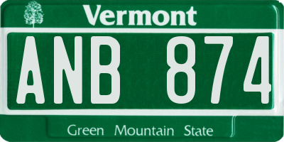 VT license plate ANB874