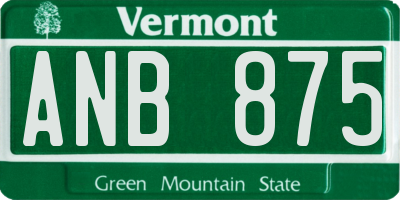 VT license plate ANB875