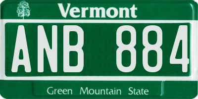 VT license plate ANB884