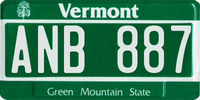 VT license plate ANB887