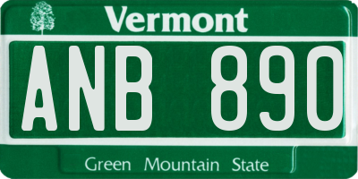 VT license plate ANB890