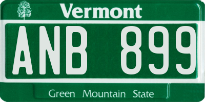 VT license plate ANB899