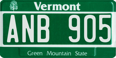 VT license plate ANB905
