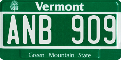 VT license plate ANB909
