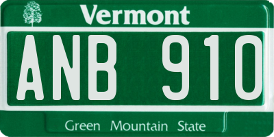 VT license plate ANB910