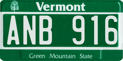 VT license plate ANB916