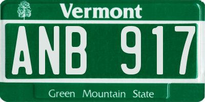 VT license plate ANB917