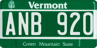 VT license plate ANB920