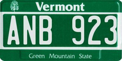 VT license plate ANB923
