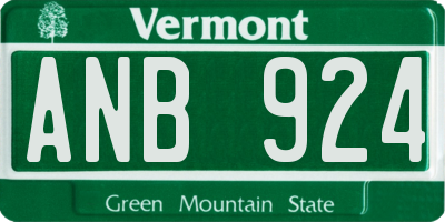 VT license plate ANB924