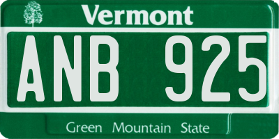VT license plate ANB925