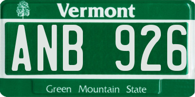 VT license plate ANB926