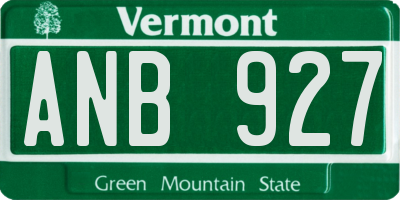 VT license plate ANB927