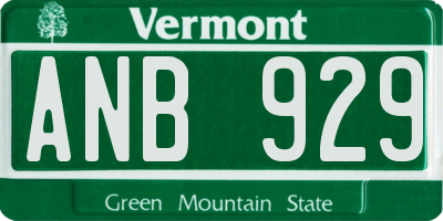 VT license plate ANB929