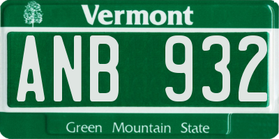 VT license plate ANB932