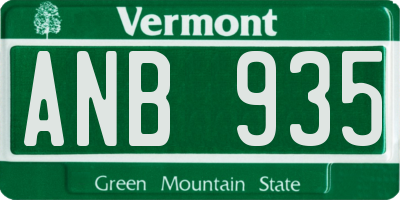 VT license plate ANB935