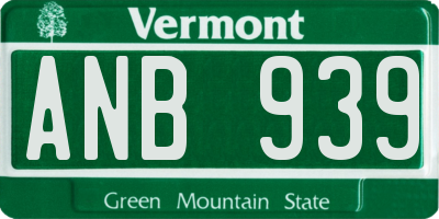 VT license plate ANB939