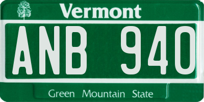 VT license plate ANB940
