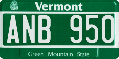 VT license plate ANB950